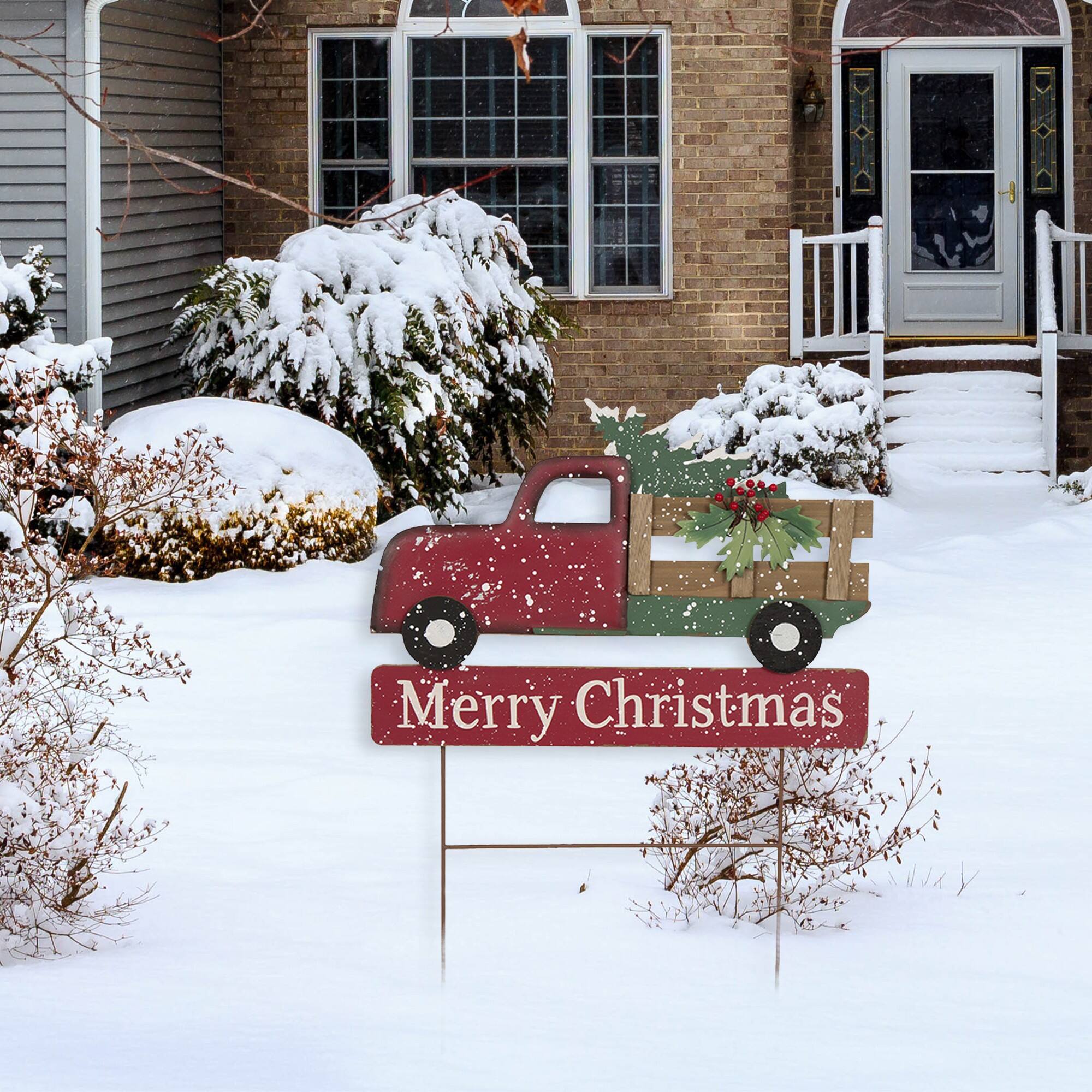 Glitzhome® 24" Christmas Truck Yard Stack